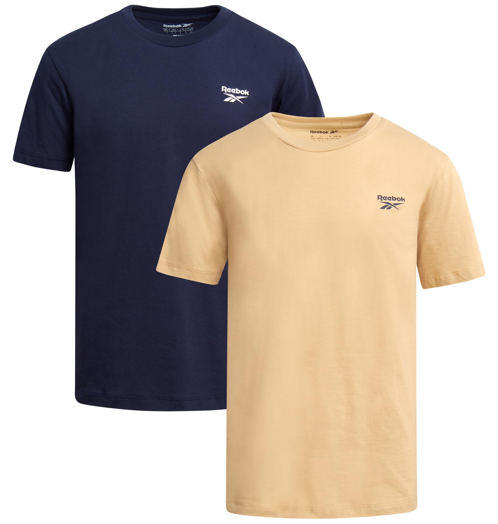 Reebok Boys Shirts - 2 Pack Short Sleeve Logo Cotton T Shirt for Boys - Summer Kids Clothes T-Shirts for School and Play